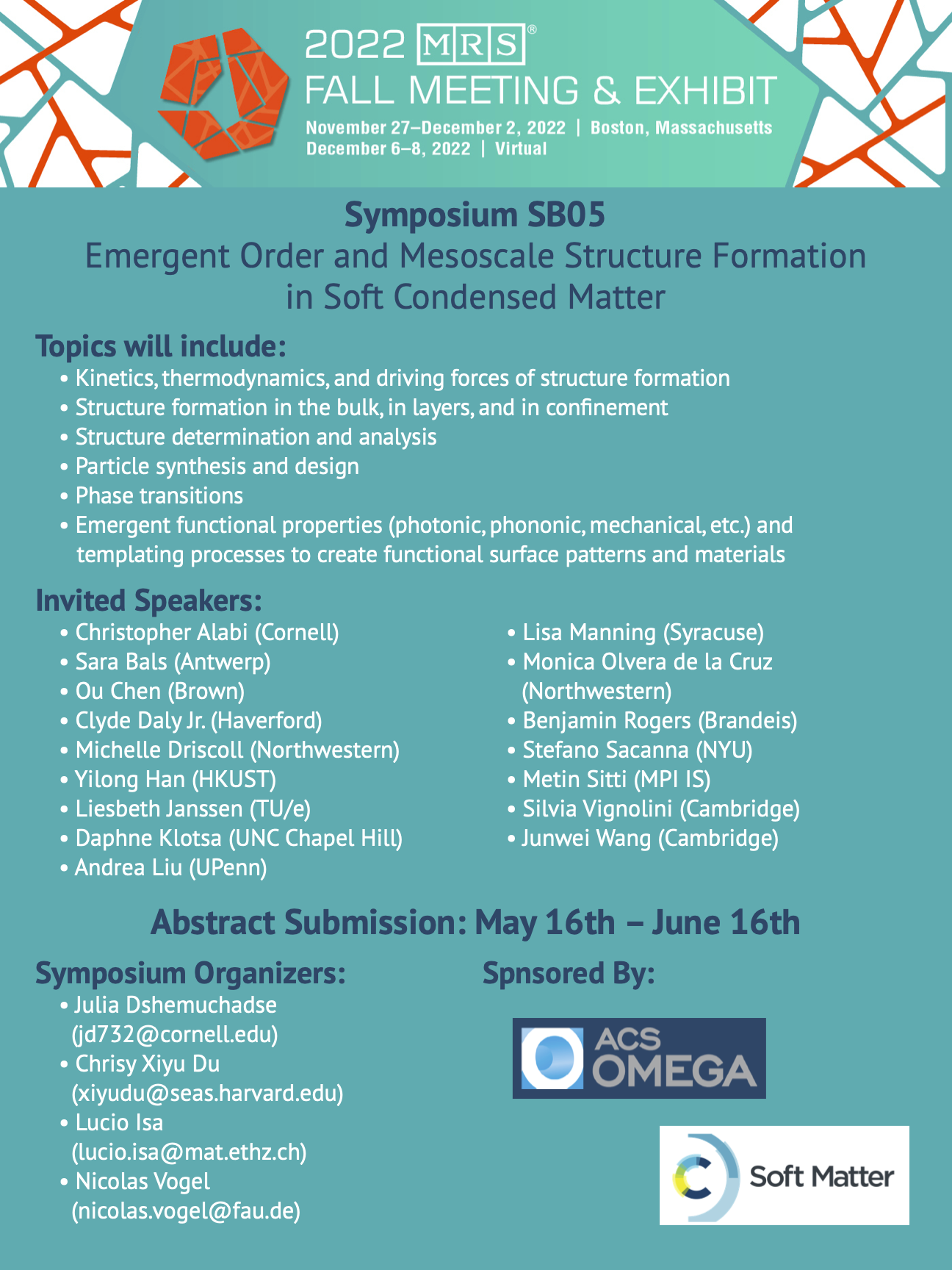 2022 MRS Fall Meeting Symposium SB05 “Emergent Order and Mesoscale