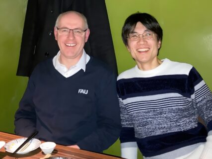 Prof. Klupp Taylor with Prof. Satoshi Watanabe (Surface Control Engineering Lab, Chemical Engineering Department, Kyoto University))
